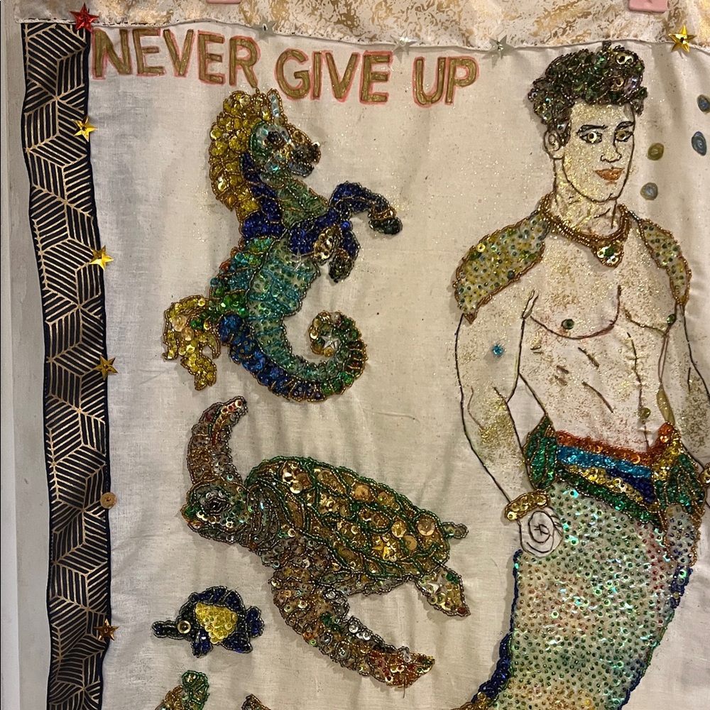 Unframed Wall home/ offices decor. Colorful Beaded MermanTapestry “20 x 23” - Picture 3 of 17